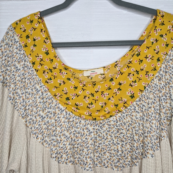 Hummingbird Boho Daisy Blouse Yellow Beige Large - Picture 3 of 7
